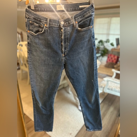 Citizens of Humanity “Charlotte” High‑Rise Straight Jeans — Size 30, Dark Wash - Picture 2 of 8